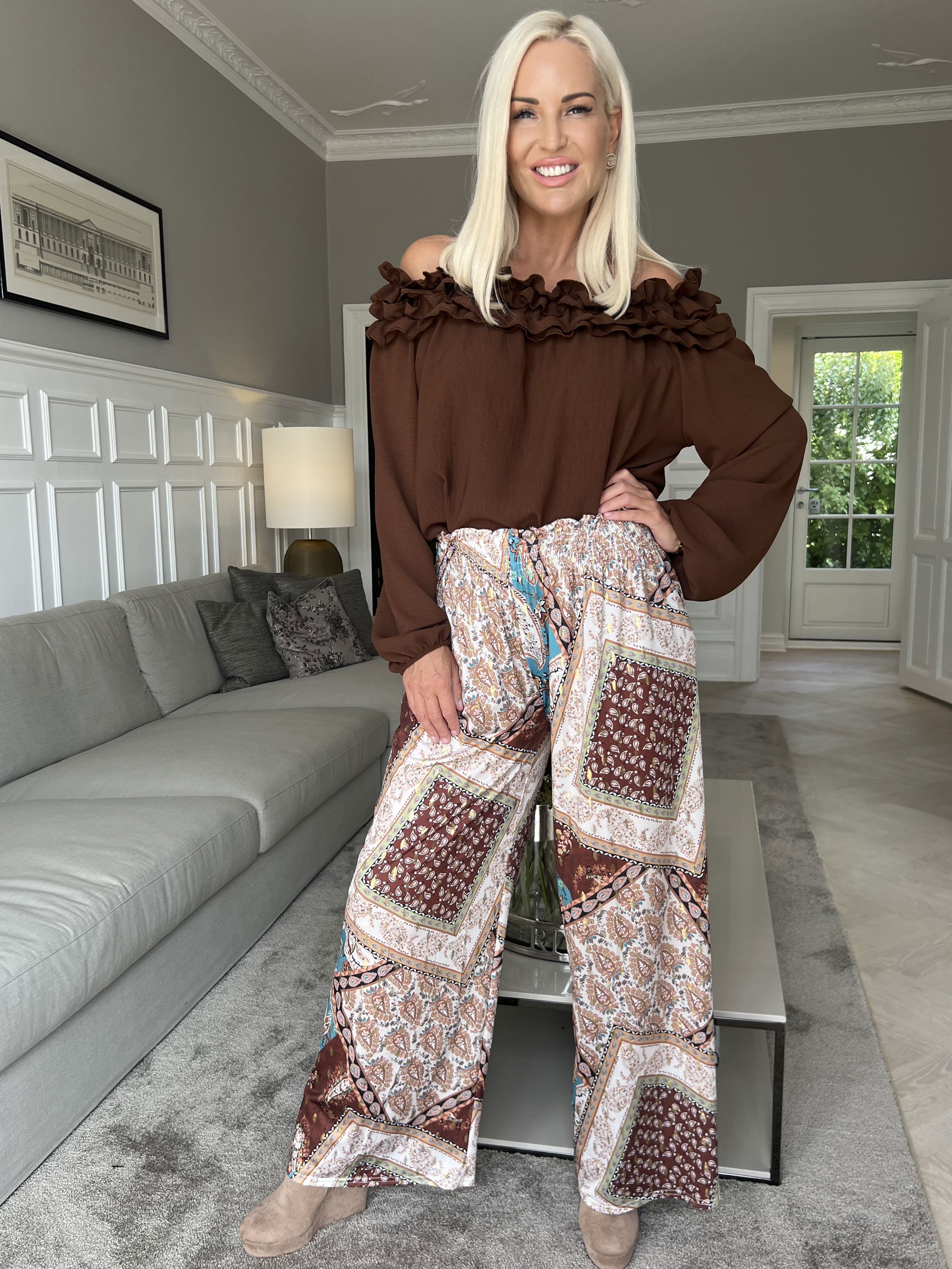 Pams Pants Paisley - Løse mønstret bukser i elastisk stof